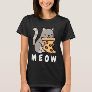 Camiseta Cat Pizza Proprietário de Gatos Comida Rápida Gata