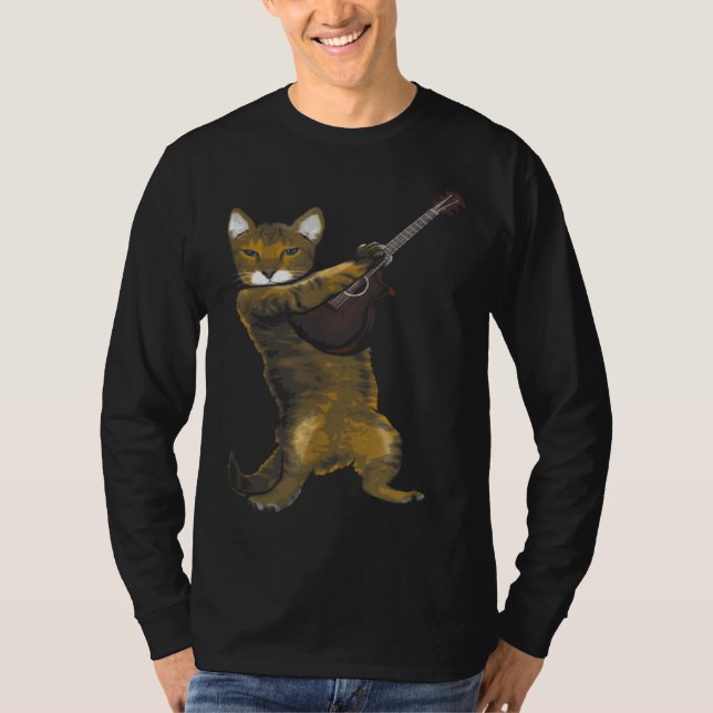 Camiseta Cat Playing Acoustic Guitar Musician (Frente)