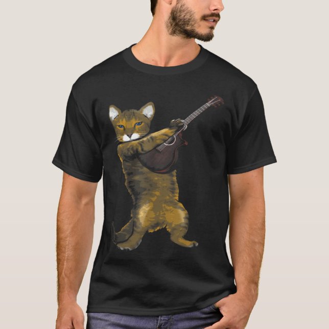 Camiseta Cat Playing Acoustic Guitar Musician (Frente)