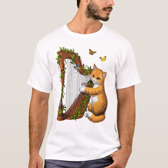 Camiseta Cat Playing Harp (Frente)