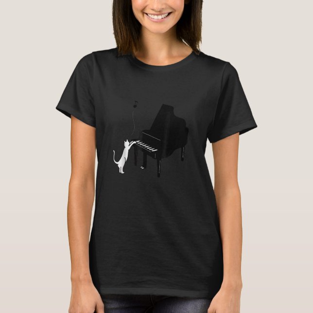 Camiseta Cat. Playing Piano Music Cat (Frente)