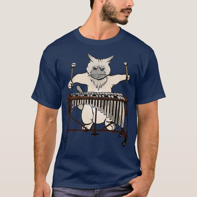 Camiseta Cat Playing Vibraphone  Jazz Marimba (Frente)