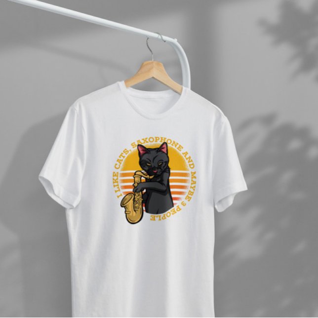 Camiseta Cat Plays Saxofone (Criador carregado)