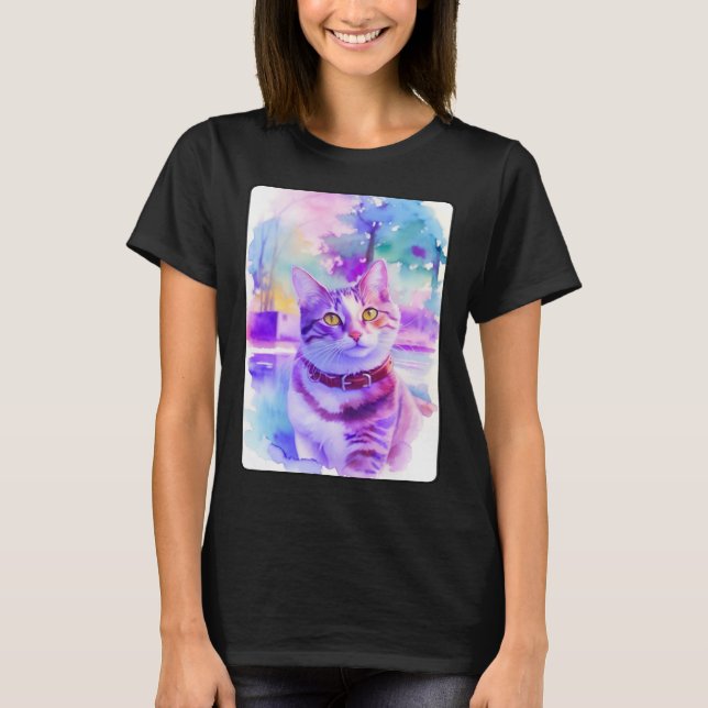Camiseta Cat Portrait Animal Beautiful Kitten Illustration (Frente)