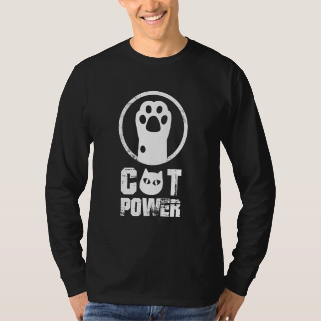 Camiseta Cat Power  Cute Cat Paw Retro (Frente)