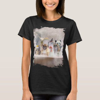 Camiseta Cat Pug Dog Galinha Llama Panda Dolphin Bath