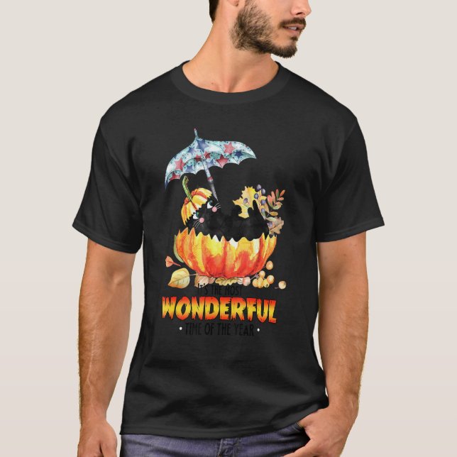 Camiseta Cat Pumpkin Fall It's The Most Wonderful Time Than (Frente)