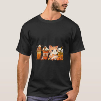 Camiseta Cat Pumpkin Spice Coffee Latte Fall Autumn Season