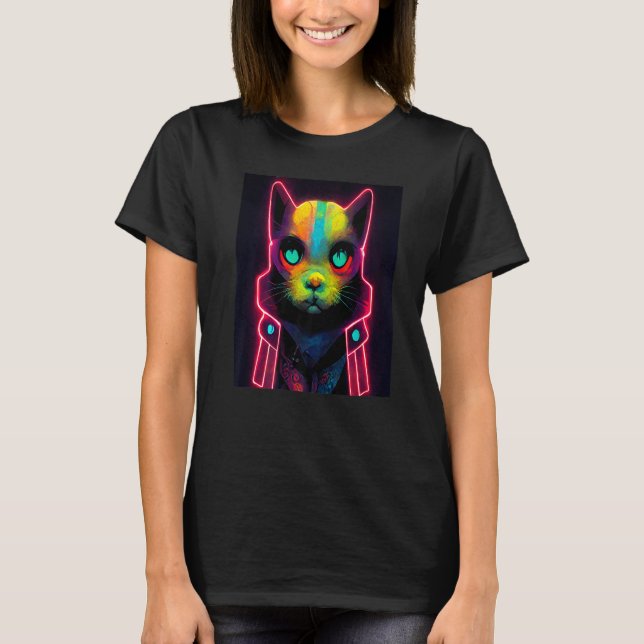 Camiseta Cat Punk Cyborg Men Women Boys Girls   5 (Frente)