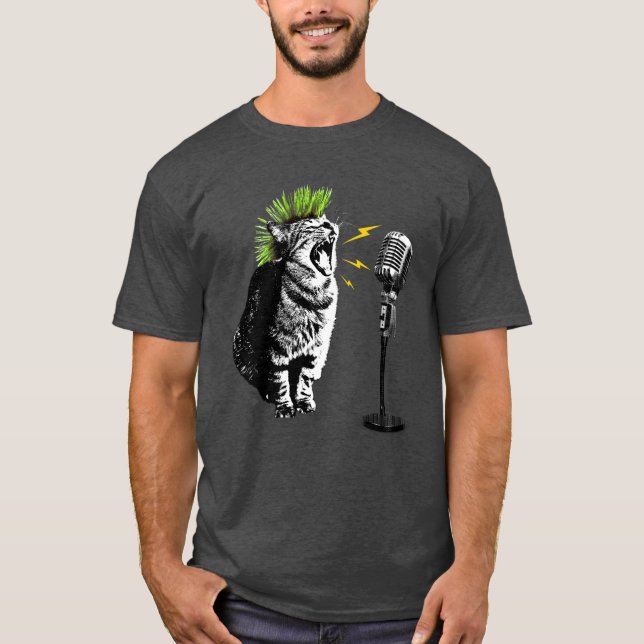 Camiseta Cat Punk, Fun Graphic T-Shirt (Frente)
