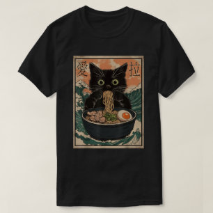 Camiseta Cat Ra Excelente de Arte Japonês Wave Kanagawa Grá