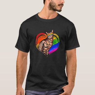 Camiseta Cat Rainbow Heart Animal Gay Lgbt Orgulho Lésbico