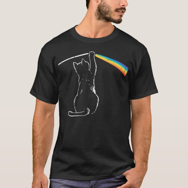 Camiseta Cat Rainbow Homens Espectrais de Ciência Prisma Le (Frente)