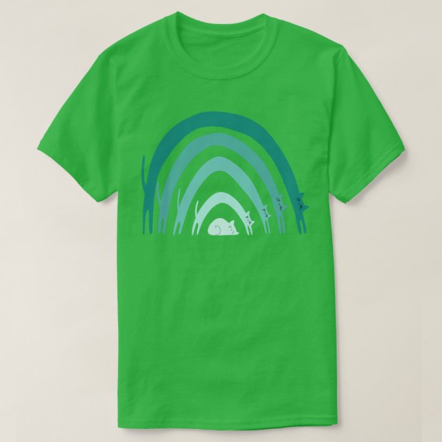 Camiseta Cat Rainbows Blues (Frente do Design)