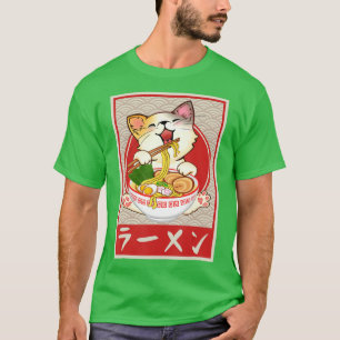 Camiseta Cat Ramen Bowl Anime japonês Noodles Kawaii Neko