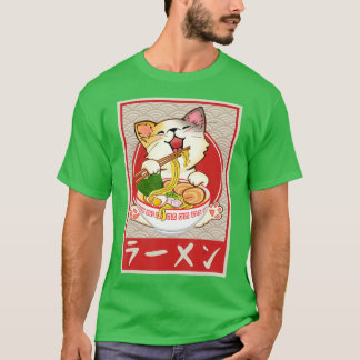Camiseta Cat Ramen Bowl Anime japonês Noodles Kawaii Neko