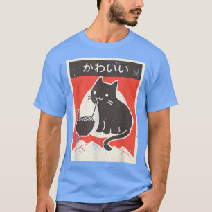 Camiseta Cat Ramen Bowl Anime japonês Noodles Kawaii Neko
