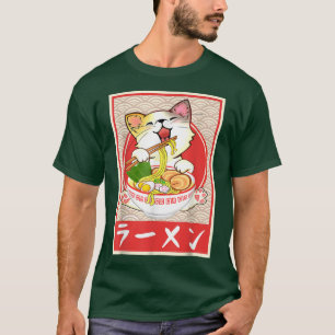 Camiseta Cat Ramen Bowl Anime japonês Noodles Kawaii Neko 