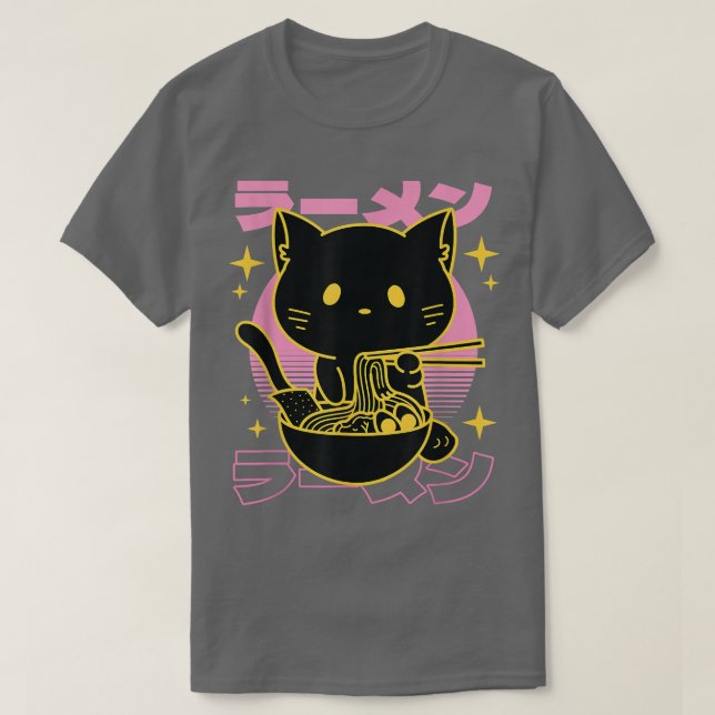 Camiseta Cat Ramen Cat Japonês Kawaii Cute Anime Cat Rame (Frente do Design)