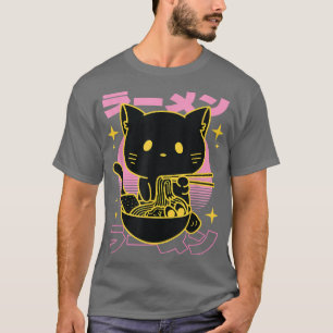Camiseta Cat Ramen Cat Japonês Kawaii Cute Anime Cat Rame
