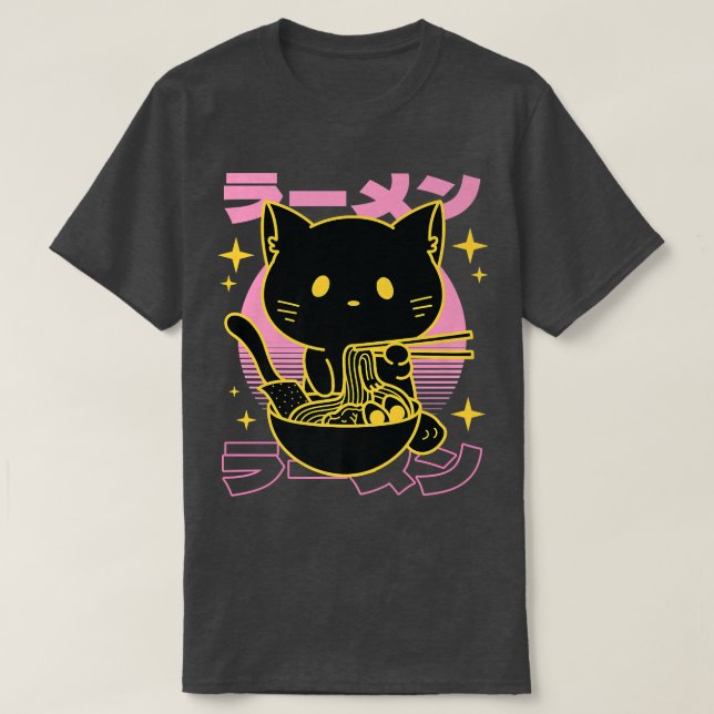 Camiseta Cat Ramen Cat Japonês Kawaii Cute Anime Cat Rame (Frente do Design)