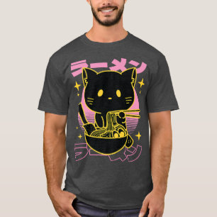 Camiseta Cat Ramen Cat Japonês Kawaii Cute Anime Cat Rame