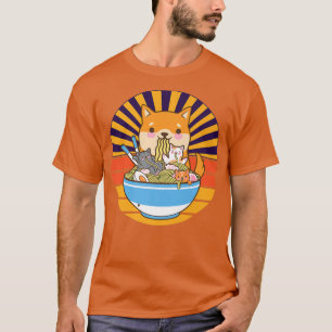 Camiseta Cat Ramen Dog Shiba Inu Japonês Kawaii - Anime