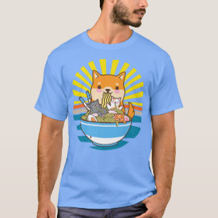 Camiseta Cat Ramen Dog Shiba Inu Japonês Kawaii - Anime