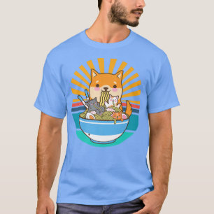 Camiseta Cat Ramen Dog Shiba Inu Japonês Kawaii - Anime