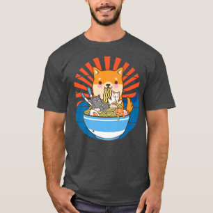 Camiseta Cat Ramen Dog Shiba Inu Japonês Kawaii - Anime