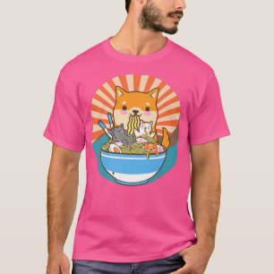 Camiseta Cat Ramen Dog Shiba Inu Japonês Kawaii - Anime