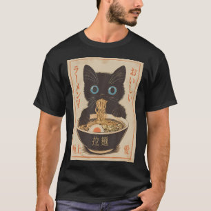 Camiseta Cat Ramen Engraçado Japonês Tee Kawaii Anime