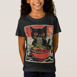 Camiseta Cat Ramen Japonês Engraçado Gráfico Kawaii Anime G