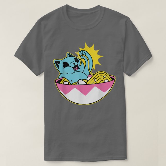 Camiseta Cat Ramen Kawaii Animes Mulheres Crianças (Frente do Design)