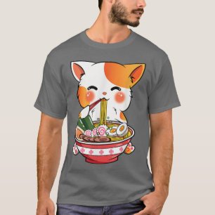Camiseta Cat Ramen Kids Teen Girls Japonês Kawaii Anime L