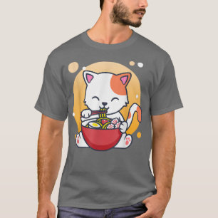 Camiseta Cat Ramen Noodles Anime Japonês Kawaii 