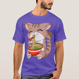 Camiseta Cat Ramen T Japonês Kawaii Anime