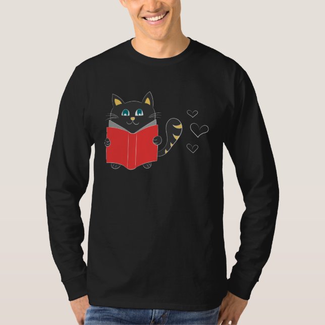 Camiseta Cat reading cat animal love cat friend (Frente)