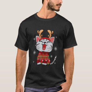 Camiseta Cat Reindeer Antlers Headband Feia Christmas Swea