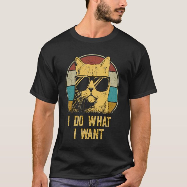 Camiseta Cat   Retro 80s i do what i want cat (Frente)