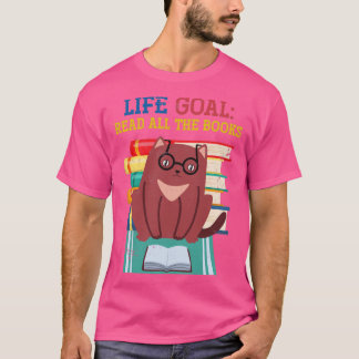 Camiseta Cat Retro Life Goal Leia Todos Os Livros