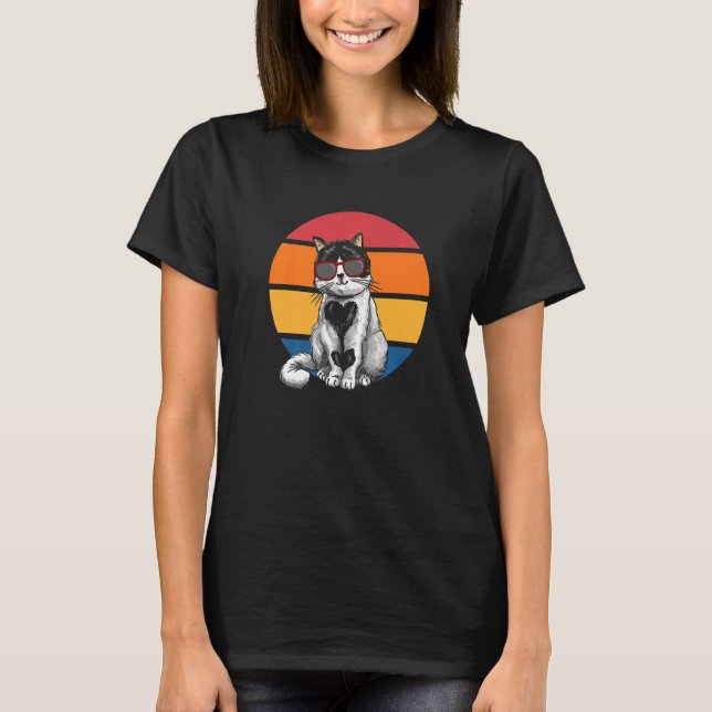 Camiseta Cat Retro Sunset Cat Sunset I Cat (Frente)