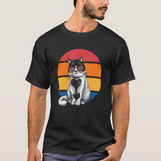 Camiseta Cat  Retro Sunset Cat Sunset I Cat