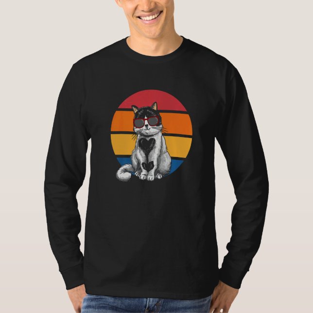 Camiseta Cat Retro Sunset Cat Sunset I Cat (Frente)