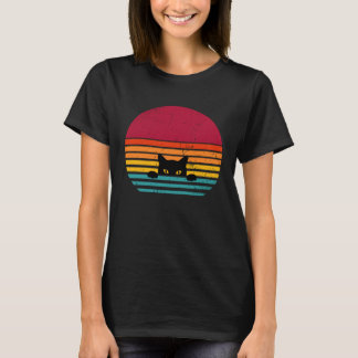 Camiseta Cat retro vintage sunset peeking