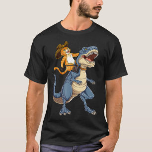 Camiseta Cat Riding Dinosaur T rex Funny Purrassic Kitty