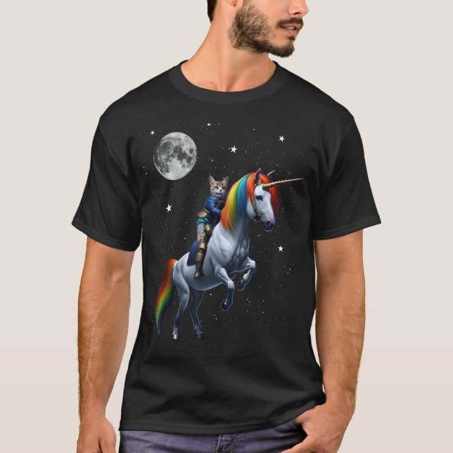 Camiseta Cat Riding Unicorn (Frente)