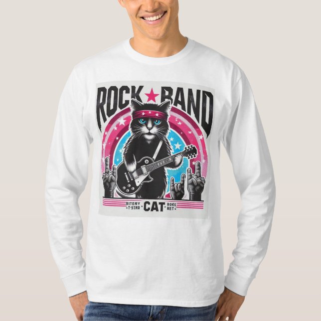 Camiseta Cat rock band (Frente)