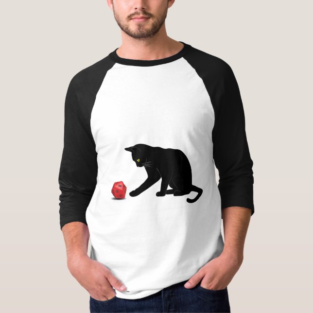 Camiseta Cat Rolling Dice RPG RPG Jogos Jogando Lov (Frente)