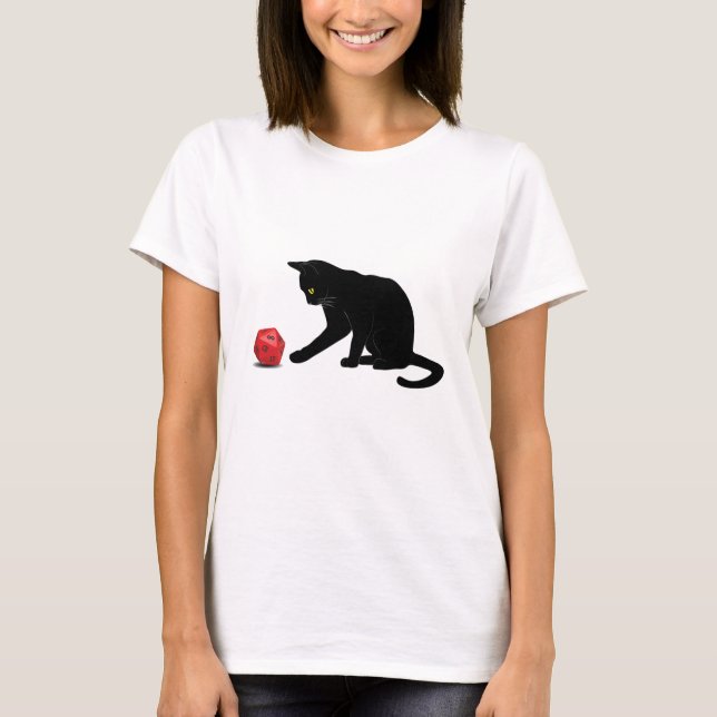 Camiseta Cat Rolling Dice RPG RPG Jogos Jogando Lov (Frente)